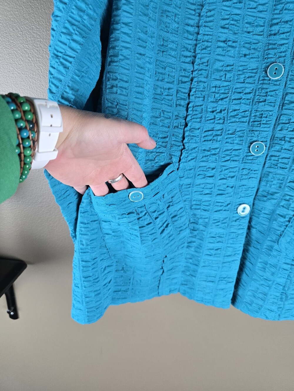 Habitat Seersucker Crinkled Shirt Jacket  Large - Picture 5 of 14